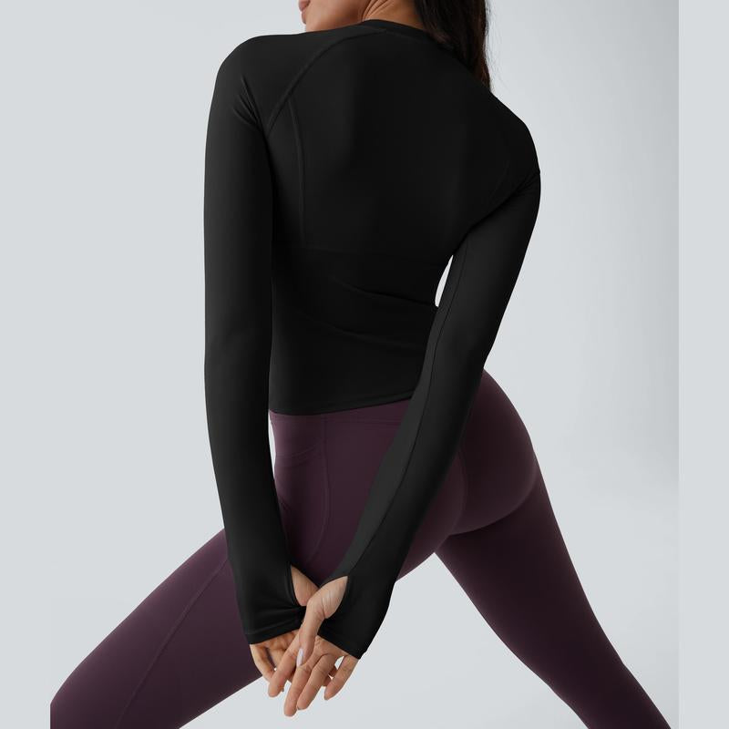 Halara Solid Thumb Hole Yoga Sports Top Athletic Wear Fitness