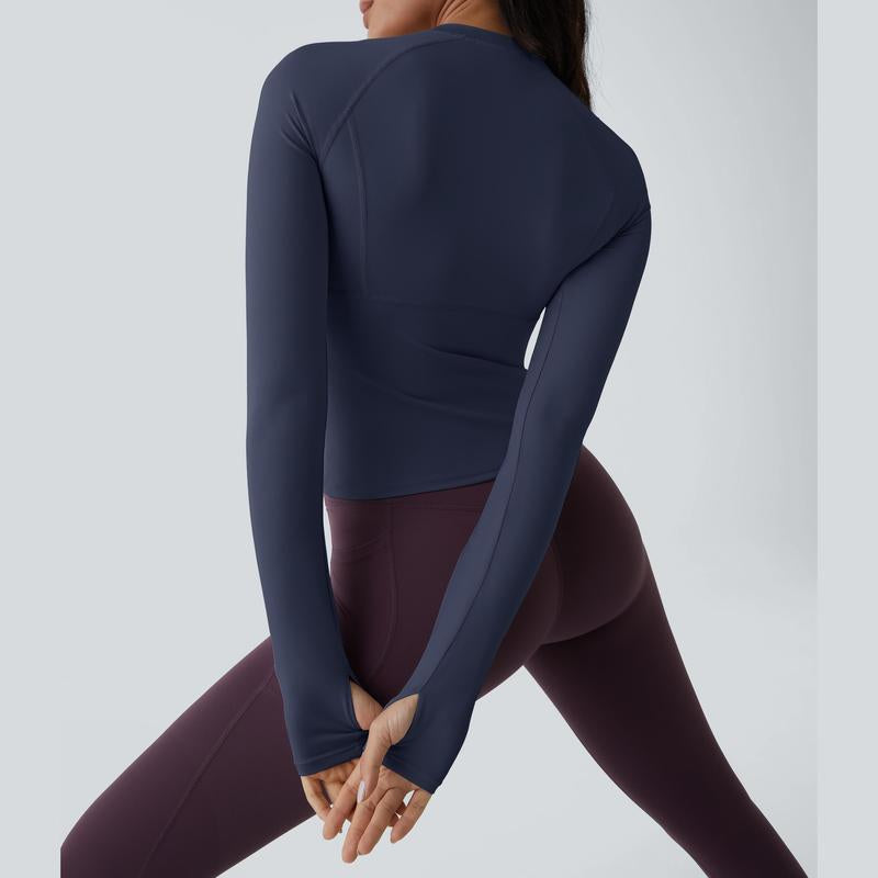 Halara Solid Thumb Hole Yoga Sports Top Athletic Wear Fitness