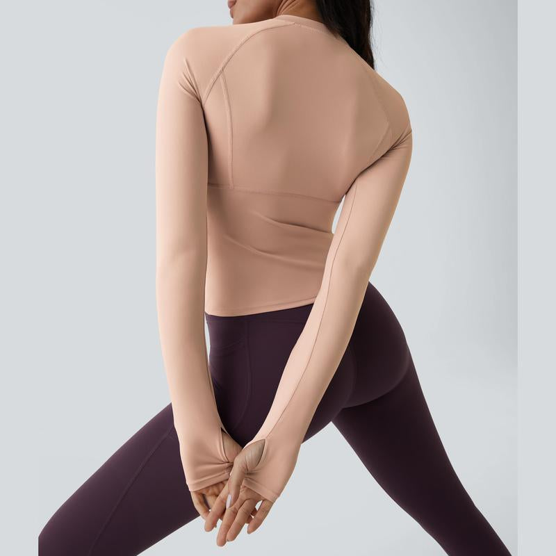 Halara Solid Thumb Hole Yoga Sports Top Athletic Wear Fitness