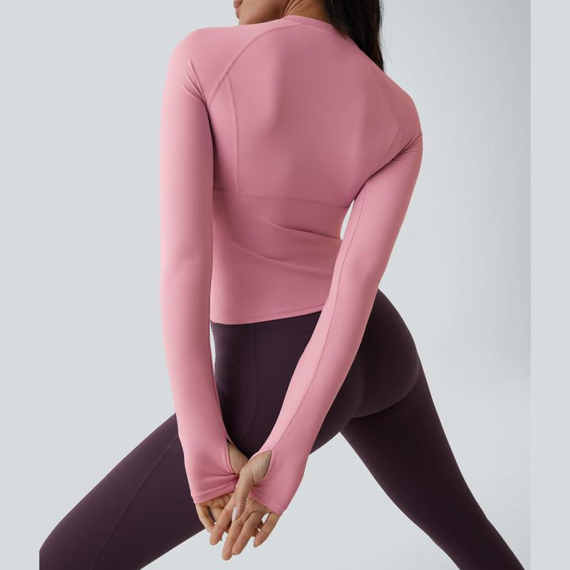 Halara Solid Thumb Hole Yoga Sports Top Athletic Wear Fitness